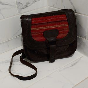 Hard Leather Crossbody Bag with Sarape Style Flap